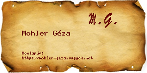 Mohler Géza névjegykártya